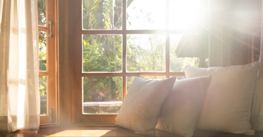 sun shining through window